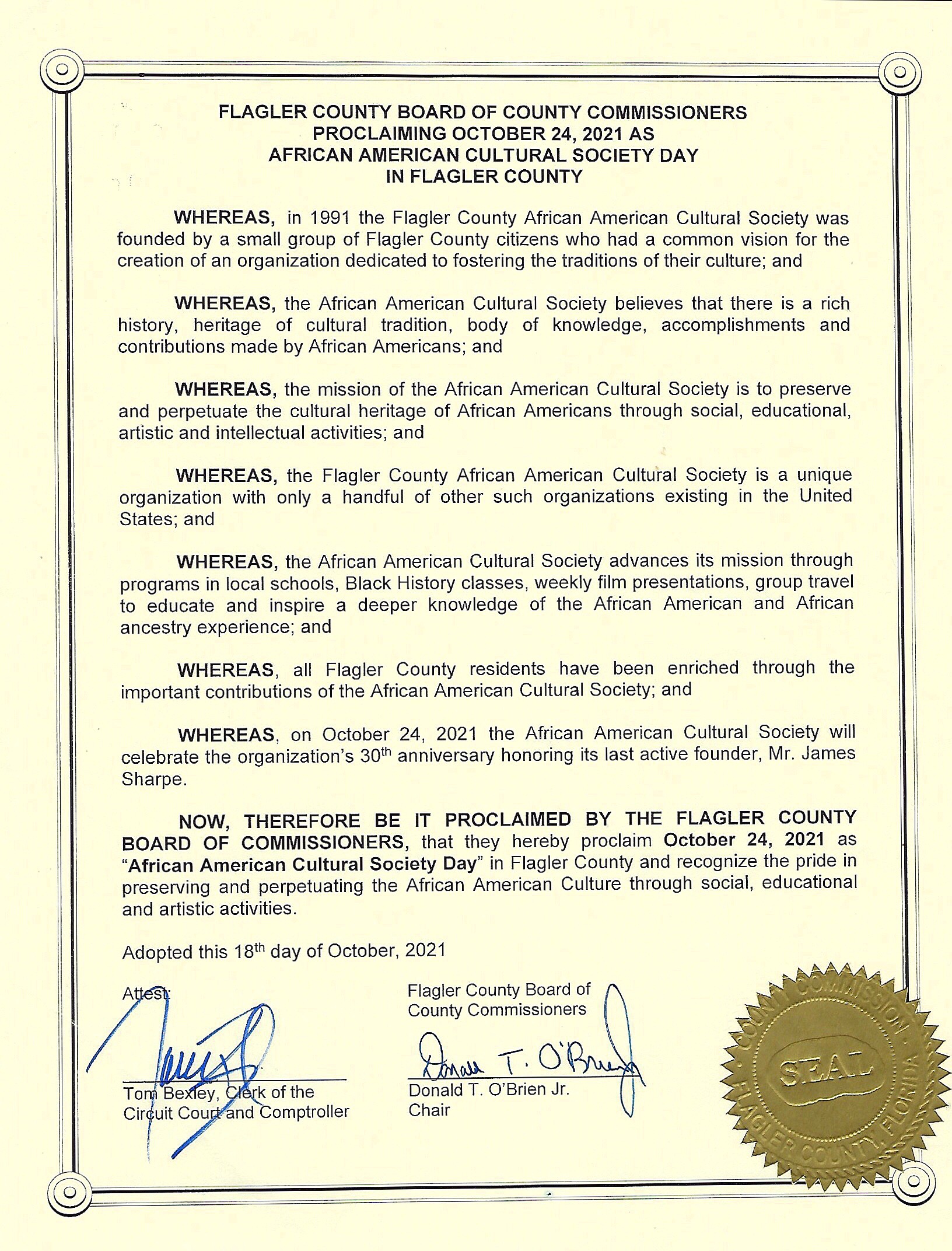 Board of County Commissioners Proclamation